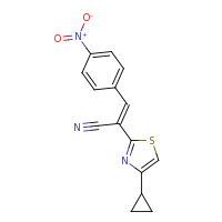2d structure of (2E)-2-(4-cyclopropyl-1,3-thiazol-2-yl)-3-(4-nitrophenyl)prop-2-enenitrile