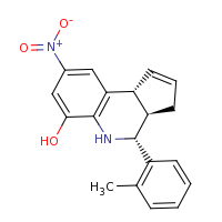 2d structure of (3aR,4R,9bR)-4-(2-methylphenyl)-8-nitro-3H,3aH,4H,5H,9bH-cyclopenta[c]quinolin-6-ol