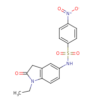 2d structure of N-(1-ethyl-2-oxo-2,3-dihydro-1H-indol-5-yl)-4-nitrobenzene-1-sulfonamide
