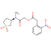 2d structure of {[(3R)-1,1-dioxo-1$l^{6}-thiolan-3-yl](methyl)carbamoyl}methyl 2-(2-nitrophenyl)acetate