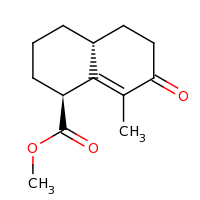 2d structure of methyl (1S,4aR)-8-methyl-7-oxo-1,2,3,4,4a,5,6,7-octahydronaphthalene-1-carboxylate