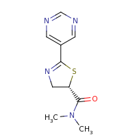 2d structure of (5S)-N,N-dimethyl-2-(pyrimidin-5-yl)-4,5-dihydro-1,3-thiazole-5-carboxamide
