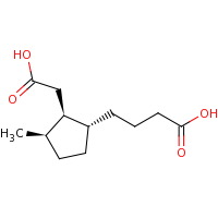2d structure of 4-[(1R,2R,3R)-2-(carboxymethyl)-3-methylcyclopentyl]butanoic acid