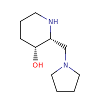 2d structure of (2R,3R)-2-(pyrrolidin-1-ylmethyl)piperidin-3-ol