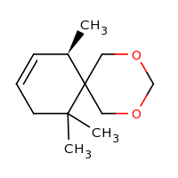 2d structure of (7R)-7,11,11-trimethyl-2,4-dioxaspiro[5.5]undec-8-ene