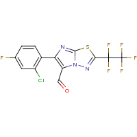 2d structure of 5-(2-chloro-4-fluorophenyl)-2-(1,1,2,2,2-pentafluoroethyl)imidazo[2,1-b][1,3,4]thiadiazole-6-carbaldehyde