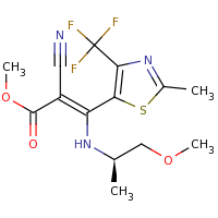 2d structure of methyl (2Z)-2-cyano-3-{[(2R)-1-methoxypropan-2-yl]amino}-3-[2-methyl-4-(trifluoromethyl)-1,3-thiazol-5-yl]prop-2-enoate