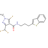2d structure of N-[3-(1-benzothiophen-2-yl)propyl]-3-(difluoromethyl)-5-fluoro-1-methyl-1H-pyrazole-4-carboxamide