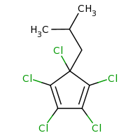 2d structure of 1,2,3,4,5-pentachloro-5-(2-methylpropyl)cyclopenta-1,3-diene