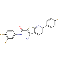 2d structure of 3-amino-N-(3,4-difluorophenyl)-6-(4-fluorophenyl)thieno[2,3-b]pyridine-2-carboxamide
