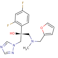 2d structure of (2S)-2-(2,4-difluorophenyl)-1-[(furan-2-ylmethyl)(methyl)amino]-3-(1H-1,2,4-triazol-1-yl)propan-2-ol