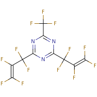 2d structure of 2,4-bis(1,1,2,3,3-pentafluoroprop-2-en-1-yl)-6-(trifluoromethyl)-1,3,5-triazine