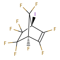 2d structure of (1R,4R)-1,2,3,5,5,6,6,7,7-nonafluoro-4-iodobicyclo[2.2.1]hept-2-ene