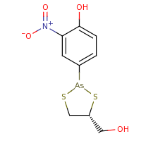 2d structure of 4-[(4R)-4-(hydroxymethyl)-1,3,2-dithiarsolan-2-yl]-2-nitrophenol