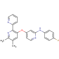 2d structure of 4-{[5,6-dimethyl-2-(pyridin-2-yl)pyridin-3-yl]oxy}-N-(4-fluorophenyl)pyridin-2-amine
