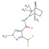 2d structure of 3-(difluoromethyl)-1-methyl-N-[(1R,2S,4S)-1,3,3-trimethylbicyclo[2.2.1]heptan-2-yl]-1H-pyrazole-4-carboxamide