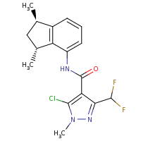 2d structure of 5-chloro-3-(difluoromethyl)-N-[(1R,3R)-1,3-dimethyl-2,3-dihydro-1H-inden-4-yl]-1-methyl-1H-pyrazole-4-carboxamide