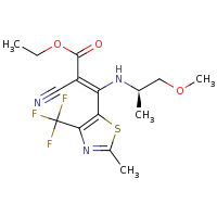 2d structure of ethyl (2Z)-2-cyano-3-{[(2R)-1-methoxypropan-2-yl]amino}-3-[2-methyl-4-(trifluoromethyl)-1,3-thiazol-5-yl]prop-2-enoate