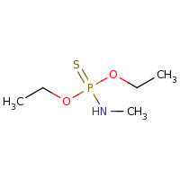 2d structure of [diethoxy(sulfanylidene)-$l^{5}-phosphanyl](methyl)amine