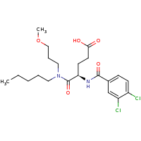 2d structure of (4R)-4-[(3,4-dichlorophenyl)formamido]-4-[(3-methoxypropyl)(pentyl)carbamoyl]butanoic acid