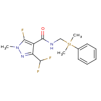2d structure of 3-(difluoromethyl)-N-{[dimethyl(phenyl)silyl]methyl}-5-fluoro-1-methyl-1H-pyrazole-4-carboxamide