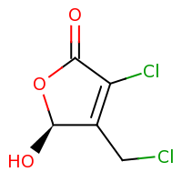 2d structure of (5S)-3-chloro-4-(chloromethyl)-5-hydroxy-2,5-dihydrofuran-2-one