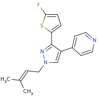 2d structure of 4-[3-(5-fluorothiophen-2-yl)-1-(3-methylbut-2-en-1-yl)-1H-pyrazol-4-yl]pyridine