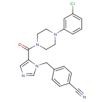 2d structure of 4-[(5-{[4-(3-chlorophenyl)piperazin-1-yl]carbonyl}-1H-imidazol-1-yl)methyl]benzonitrile