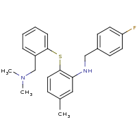 2d structure of 2-({2-[(dimethylamino)methyl]phenyl}sulfanyl)-N-[(4-fluorophenyl)methyl]-5-methylaniline