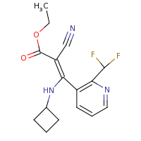 2d structure of ethyl (2Z)-2-cyano-3-(cyclobutylamino)-3-[2-(difluoromethyl)pyridin-3-yl]prop-2-enoate