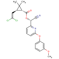 2d structure of (S)-cyano[6-(3-methoxyphenoxy)pyridin-2-yl]methyl (1R,3S)-3-(2,2-dichloroethenyl)-2,2-dimethylcyclopropane-1-carboxylate