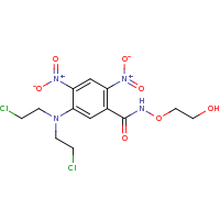 2d structure of 5-[bis(2-chloroethyl)amino]-N-(2-hydroxyethoxy)-2,4-dinitrobenzamide