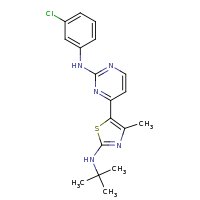 2d structure of 4-[2-(tert-butylamino)-4-methyl-1,3-thiazol-5-yl]-N-(3-chlorophenyl)pyrimidin-2-amine