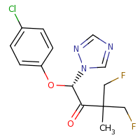 2d structure of (1S)-1-(4-chlorophenoxy)-4-fluoro-3-(fluoromethyl)-3-methyl-1-(1H-1,2,4-triazol-1-yl)butan-2-one