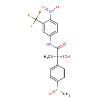 2d structure of (2S)-2-hydroxy-2-{4-[(S)-methanesulfinyl]phenyl}-N-[4-nitro-3-(trifluoromethyl)phenyl]propanamide