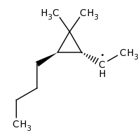 2d structure of 1-[(1R,3R)-3-butyl-2,2-dimethylcyclopropyl]ethyl