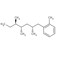 2d structure of 1-methyl-2-[(2R,4S,5R)-2,4,5-trimethylheptyl]benzene