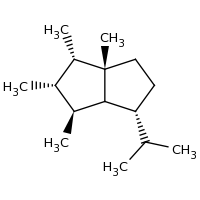 2d structure of (1S,2S,3S,3aS,6R,6aS)-1,2,3,3a-tetramethyl-6-(propan-2-yl)-octahydropentalene