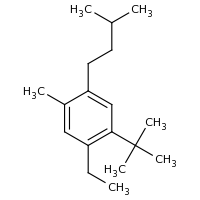 2d structure of 1-tert-butyl-2-ethyl-4-methyl-5-(3-methylbutyl)benzene