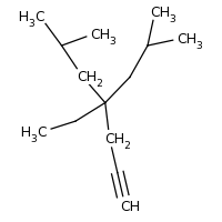 2d structure of 4-ethyl-6-methyl-4-(2-methylpropyl)hept-1-yne