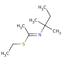 2d structure of (E)-[1-(ethylsulfanyl)ethylidene](2-methylbutan-2-yl)amine