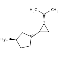 2d structure of (1R,3S)-1-methyl-3-[(1R,2S)-2-(propan-2-yl)cyclopropyl]cyclopentane