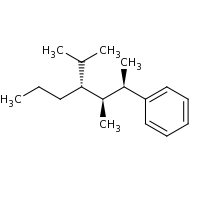 2d structure of [(2R,3S,4R)-3-methyl-4-(propan-2-yl)heptan-2-yl]benzene