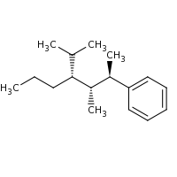 2d structure of [(2R,3R,4R)-3-methyl-4-(propan-2-yl)heptan-2-yl]benzene