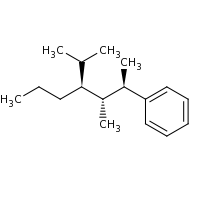 2d structure of [(2R,3R,4S)-3-methyl-4-(propan-2-yl)heptan-2-yl]benzene