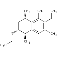 2d structure of (1S,2R,4S)-6-ethyl-1,4,5,7-tetramethyl-2-propyl-1,2,3,4-tetrahydronaphthalene