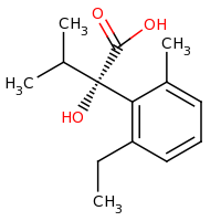 2d structure of (2S)-2-(2-ethyl-6-methylphenyl)-2-hydroxy-3-methylbutanoic acid