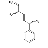 2d structure of [(2S,3E,5R)-5-methylhepta-3,6-dien-2-yl]benzene
