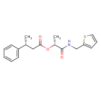 2d structure of (1R)-1-[(thiophen-2-ylmethyl)carbamoyl]ethyl (3R)-3-phenylbutanoate