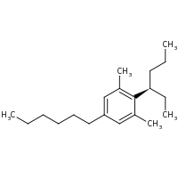 2d structure of 2-[(3R)-hexan-3-yl]-5-hexyl-1,3-dimethylbenzene